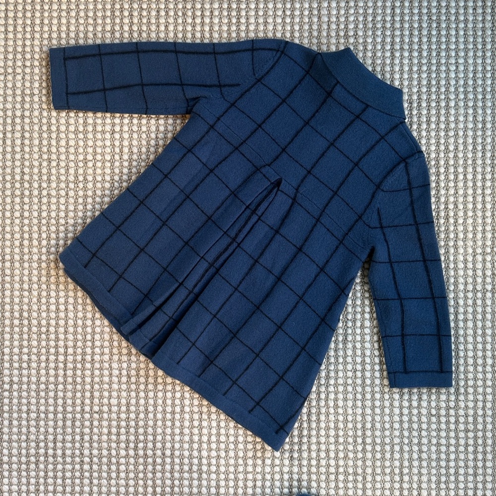 Blue Windowpane Button-Up Sweater Jacket - Picture 3 of 3